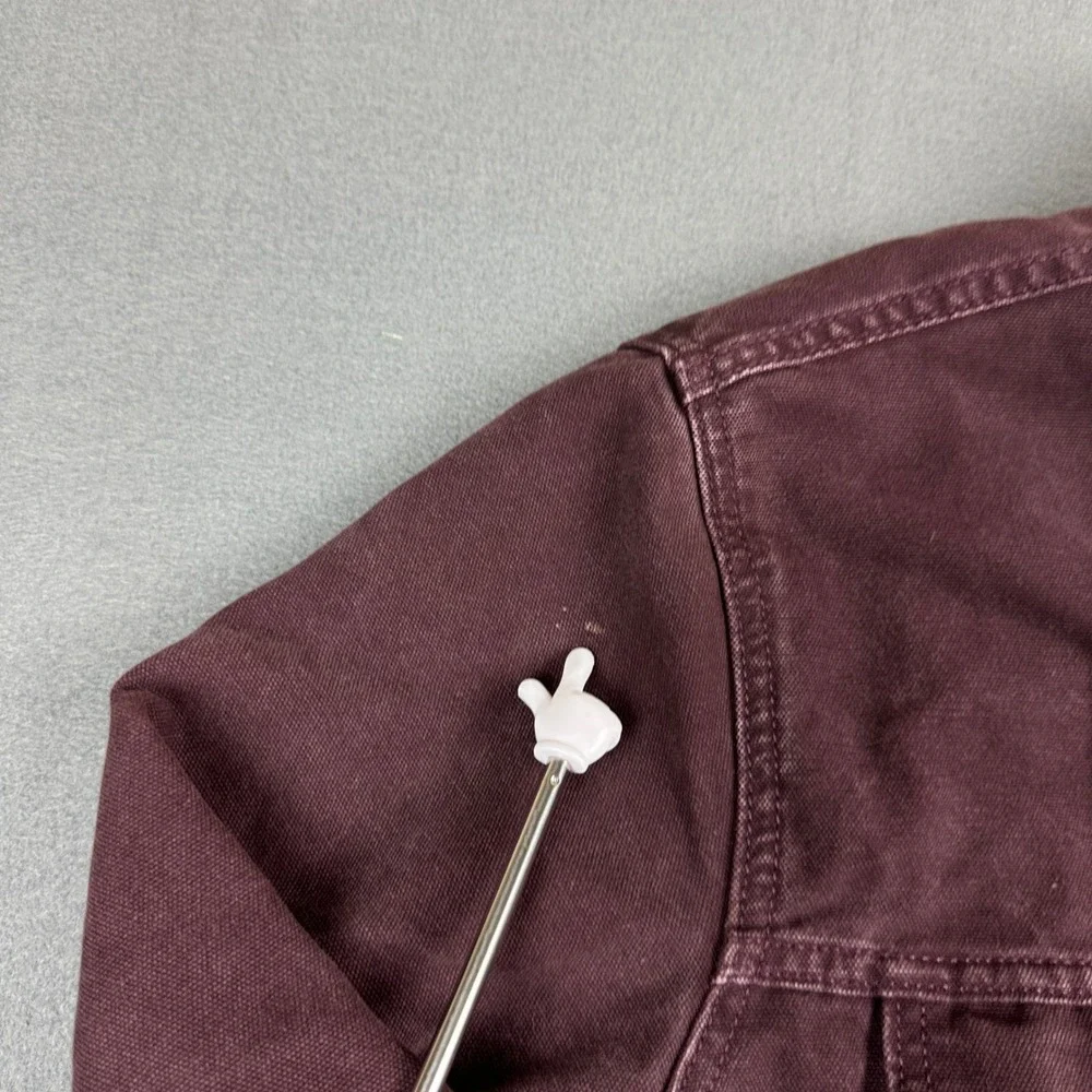 Levi's Sherpa Lined Trucker Jacket Burgundy Maroon Canvas Workwear Coat Mens L